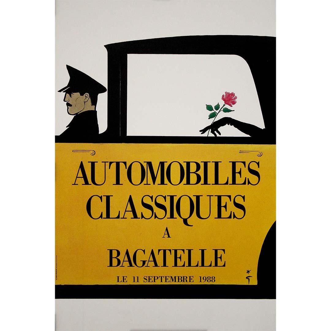 In 1988, Automobiles Classiques à Bagatelle brought together enthusiasts of vintage automobiles for an exceptional event held in the scenic gardens of the Parc de Bagatelle in Paris. To commemorate this prestigious gathering, a striking poster was