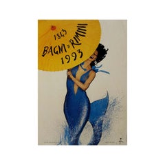 1993 original poster "Bagni di Rimini" by the iconic artist René Gruau