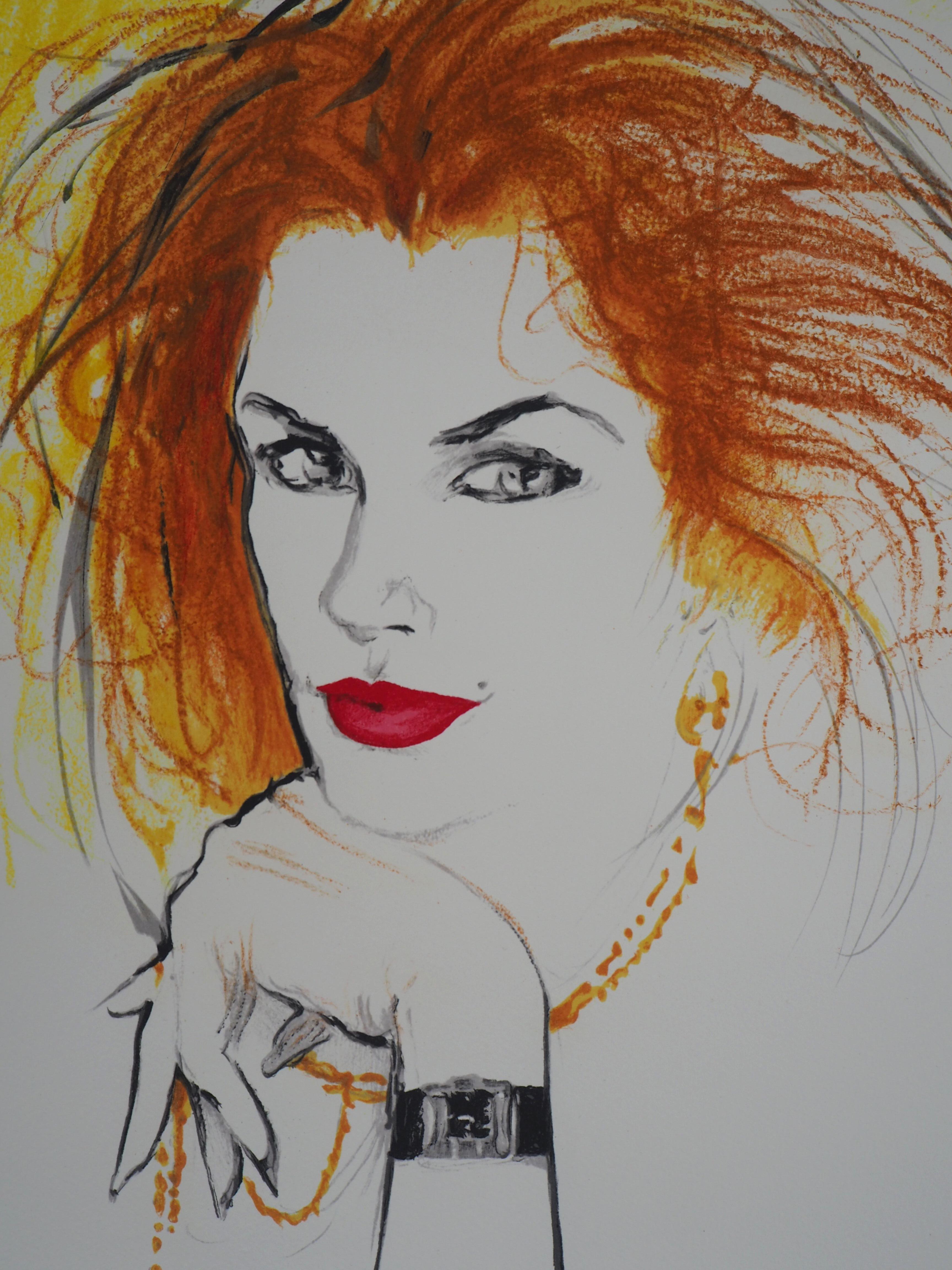 Cindy Crawford, Supermodelo - Litografía original (Mourlot) - Print Moderno de René Gruau