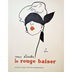 Circa 1950 Original Poster by René Gruau Sans hésiter le rouge baiser - Fashion