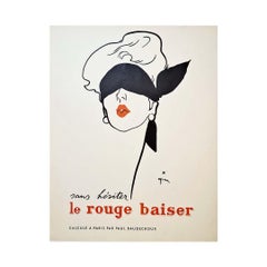Vintage Circa 1950 Original Poster by René Gruau Sans hésiter le rouge baiser - Fashion