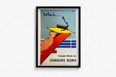 Circa 1960 original poster was by René Gruau for the Chargeurs Réunis