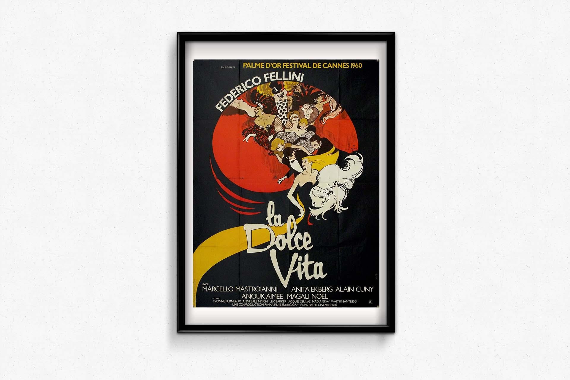 Poster del 1970 circa di René Gruau per La Dolce Vita di Federico Fellini (1960) in vendita 1
