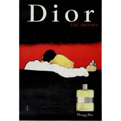 Originalplakat von René Gruau, um 1980 – Dior Eau Sauvage – „The Embrace“