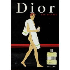 Affiche originale datant d'environ 1980, réalisée par René Gruau - Dior Eau Sauvage - L'Homme