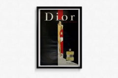 Circa 1980 original poster for Dior's Eau Sauvage by René Gruau