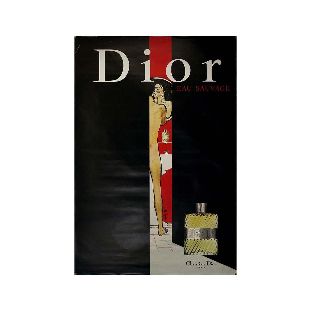 Poster originale del 1980 circa per l'Eau Sauvage di Dior di René Gruau in vendita 3