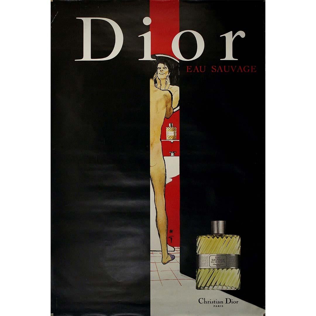 Il poster originale di René Gruau per l'Eau Sauvage di Dior, risalente al 1980, esemplifica la perfetta integrazione tra arte e pubblicità di lusso. Gruau, rinomato per il suo contributo all'illustrazione di moda, è stato fondamentale nel plasmare