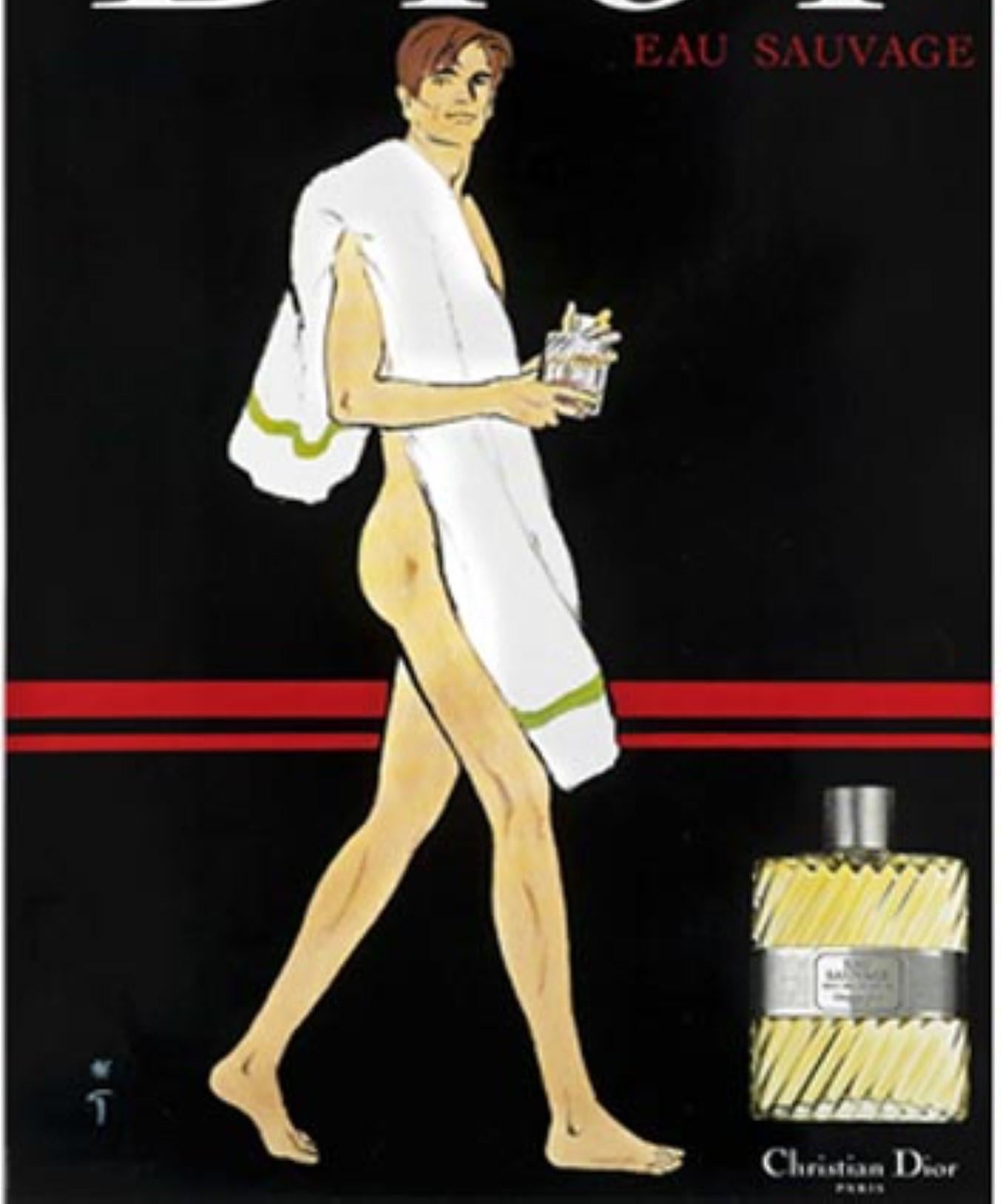 Poster del profumo Dior Eau Sauvage di René Gruau in vendita 1