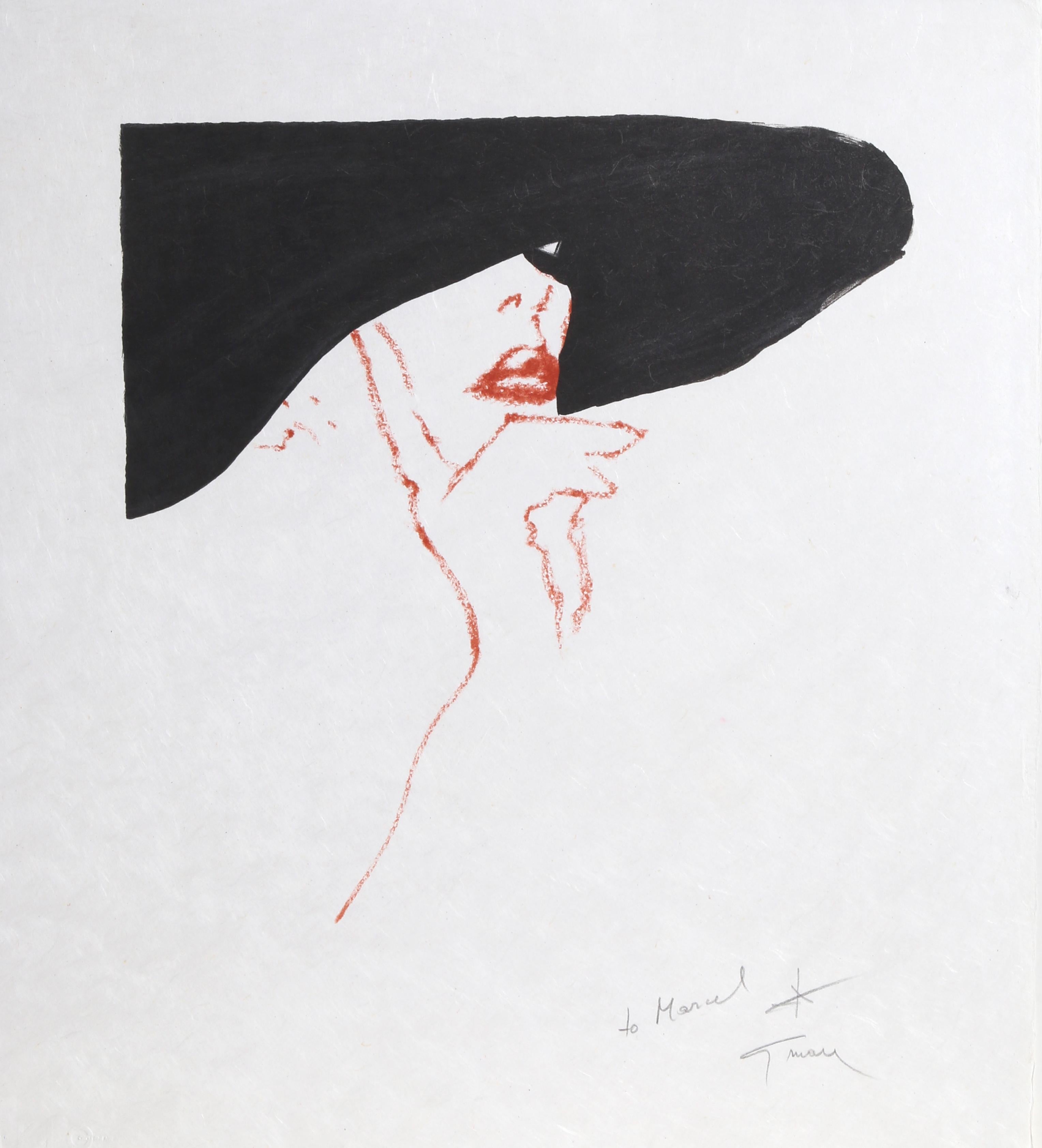 Portrait Print di René Gruau - Esquisse de Brigit, litografia firmata da Rene Gruau