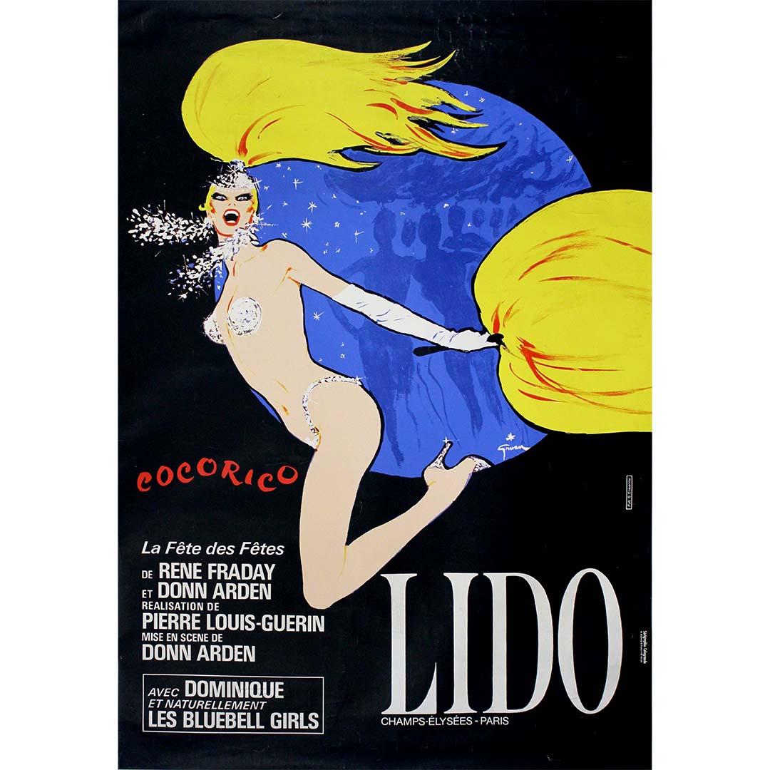 Gruau's 1980 original poster for "Lido Cocorico" - Cabaret - La Fête des Fêtes - Print by René Gruau