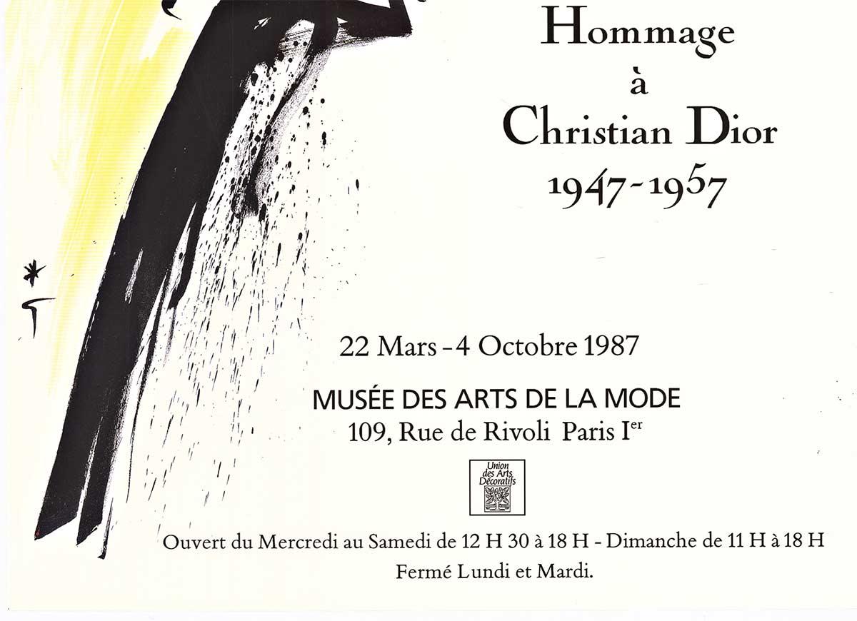 Originales französisches Vintage-Modeplakat Hommage a Christian Dior  (Amerikanischer Realismus), Print, von René Gruau