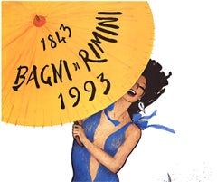 Original  "Bagni di Rimini" Mermaid Italian travel poster