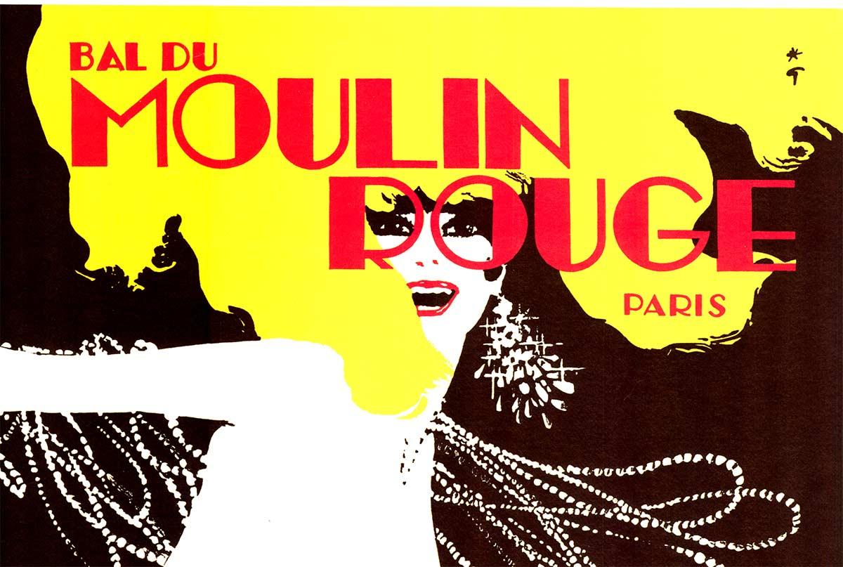 Cartel original del cabaret francés Bal du Moulin Rouge 