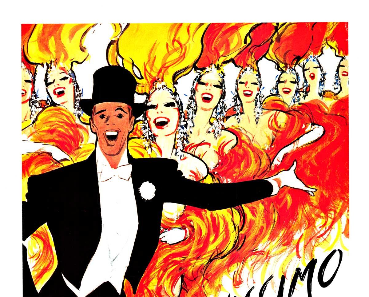 Poster d'epoca originale di Bravissimo Lido Paris Cabaret in piccolo formato - Print di René Gruau
