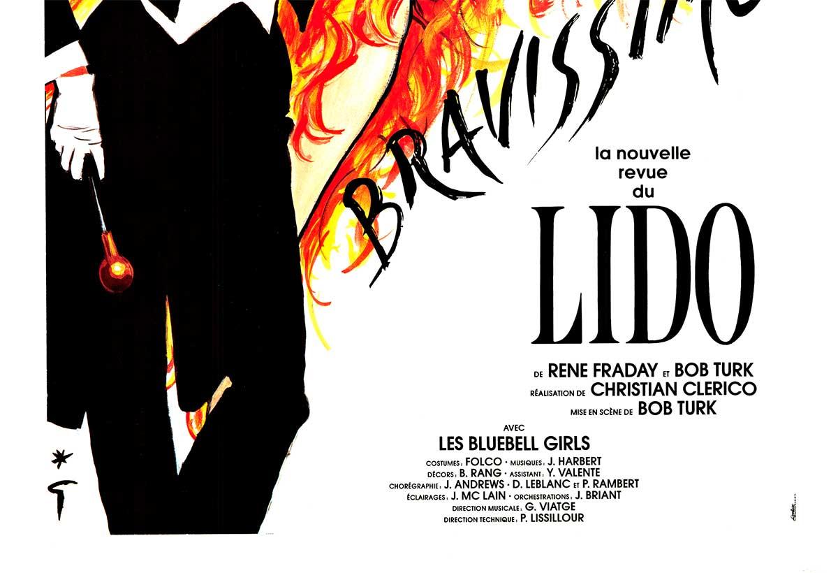 Poster d'epoca originale di Bravissimo Lido Paris Cabaret in piccolo formato - Print American Modern di René Gruau