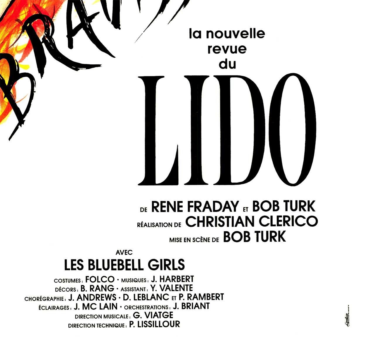 Poster d'epoca originale di Bravissimo Lido Paris Cabaret in piccolo formato - Figurative Print Arancia di René Gruau