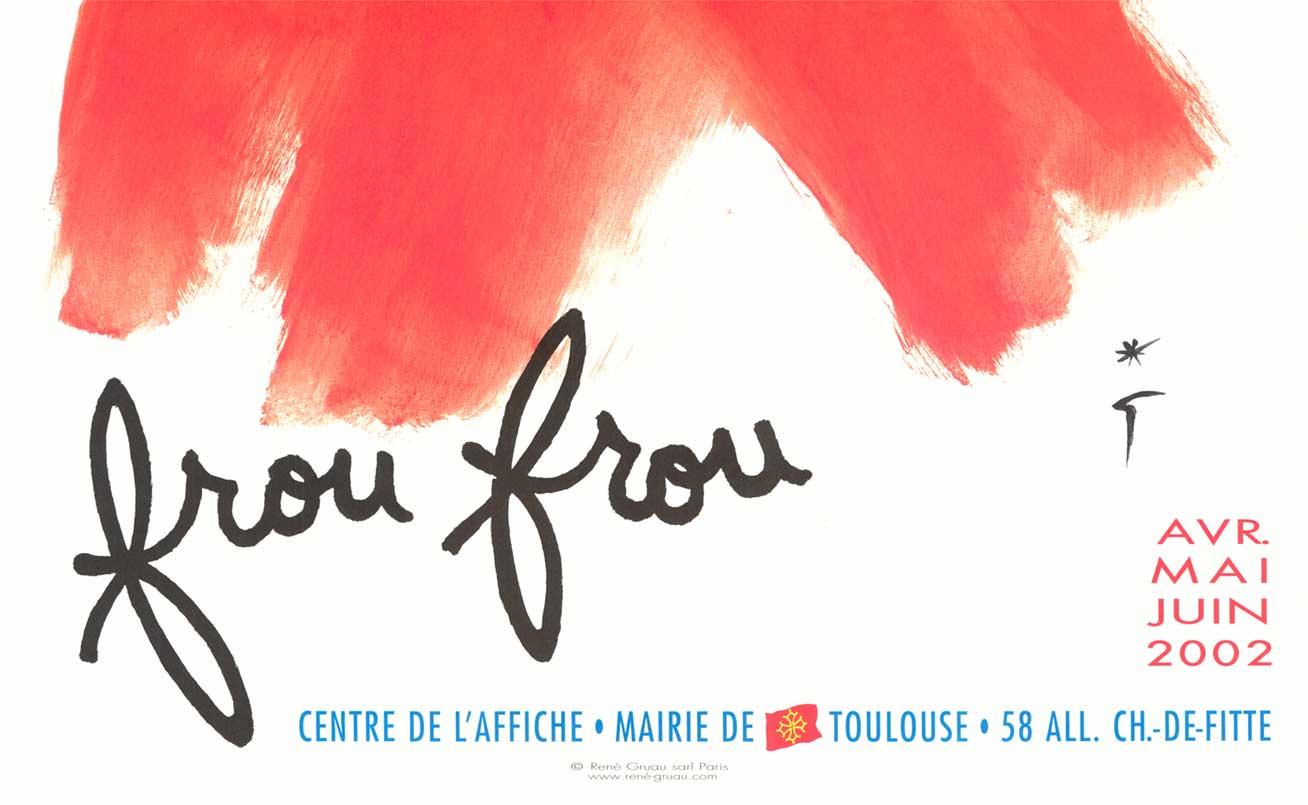 Französisches Modeplakat „Frou Frou“ Centre de L' Affiche  Rene Gruau (Rot), Portrait Print, von René Gruau