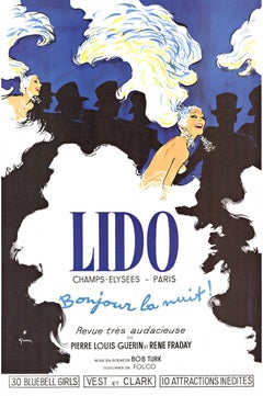 Original Lido Bonjour la nuit! vintage French cabaret poster  Rene Gruau