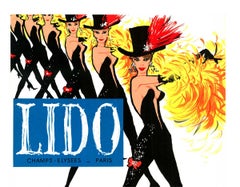 Poster originale del Lido 'Pour Vous', vintage 1961, Cabaret francese con supporto in lino.