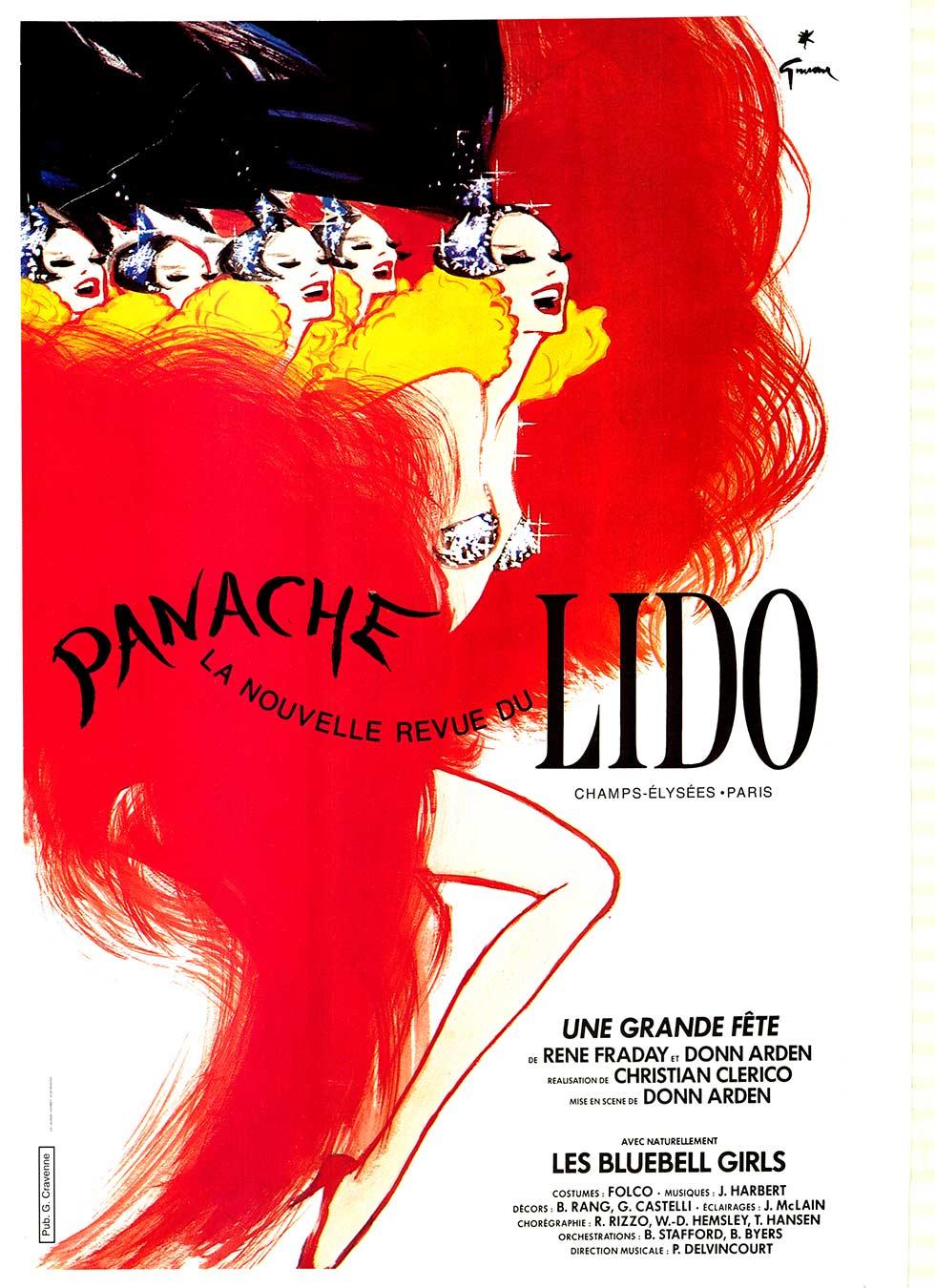 Poster d'epoca originale del Panache Lido French Cabaret con supporto in lino