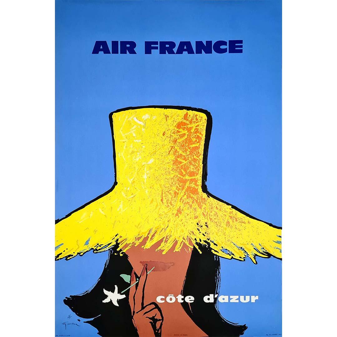 Original travel poster, made by Air France for the French Riviera in 1962 For Sale 1