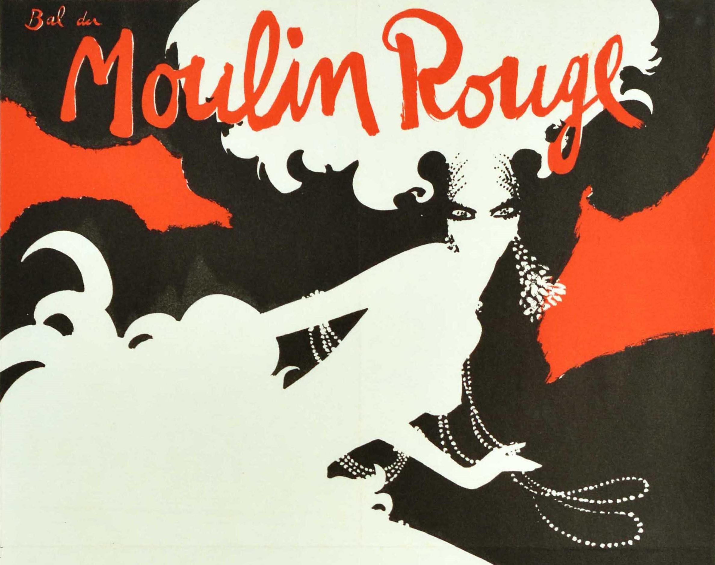 Original Vintage Moulin Rouge Poster Watusi Frenesie Cabaret Doriss Girls Cancan - Print by René Gruau