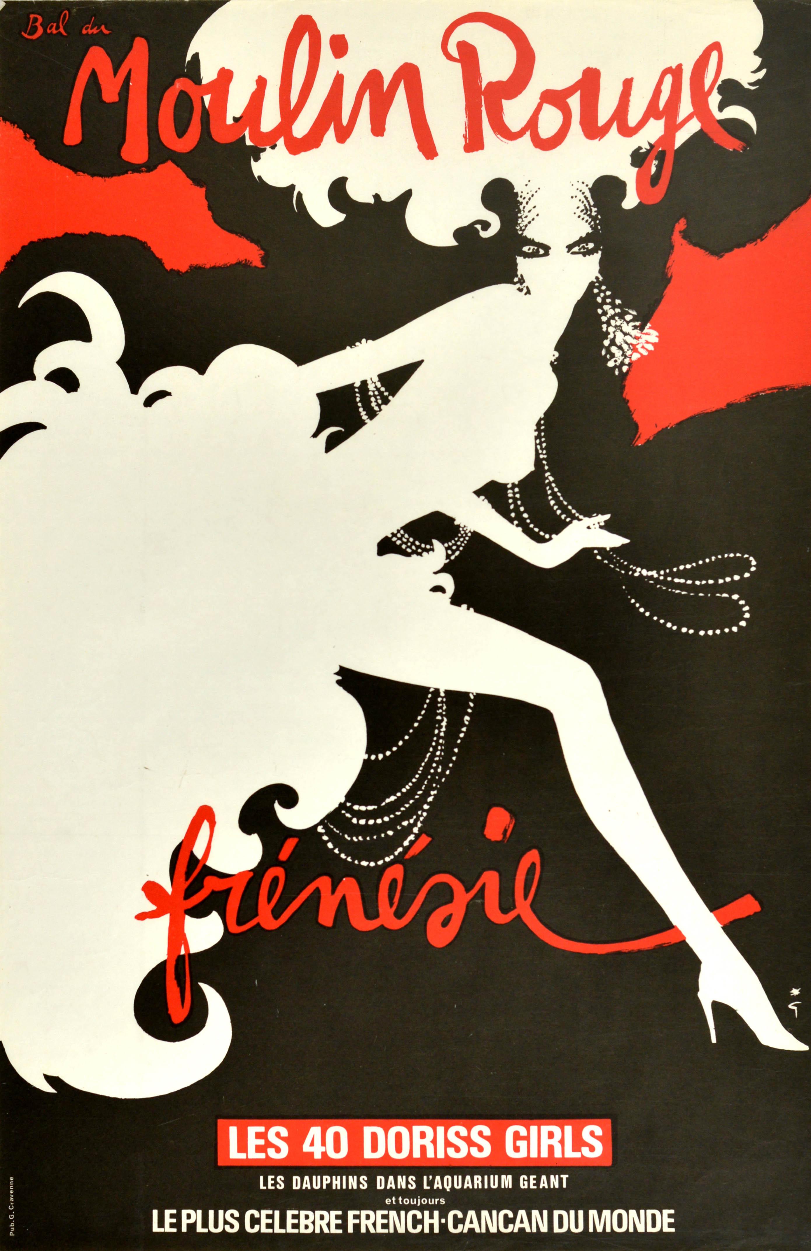 René Gruau Print - Original Vintage Poster Frenzy Moulin Rouge Frenesie Cancan Cabaret Doriss Girls