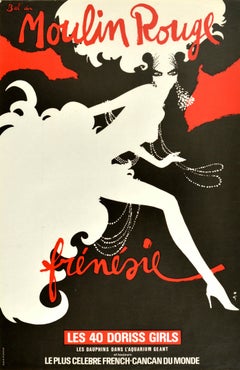 Original Vintage Poster Frenzy Moulin Rouge Frenesie Cancan Cabaret Doriss Girls