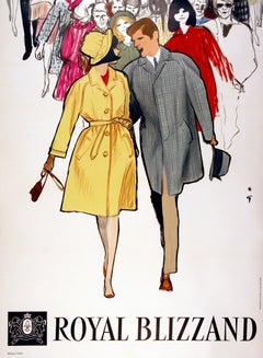 Poster originale Vintage Royal Blizzand di Rene Gruau Trenchcoat c1965