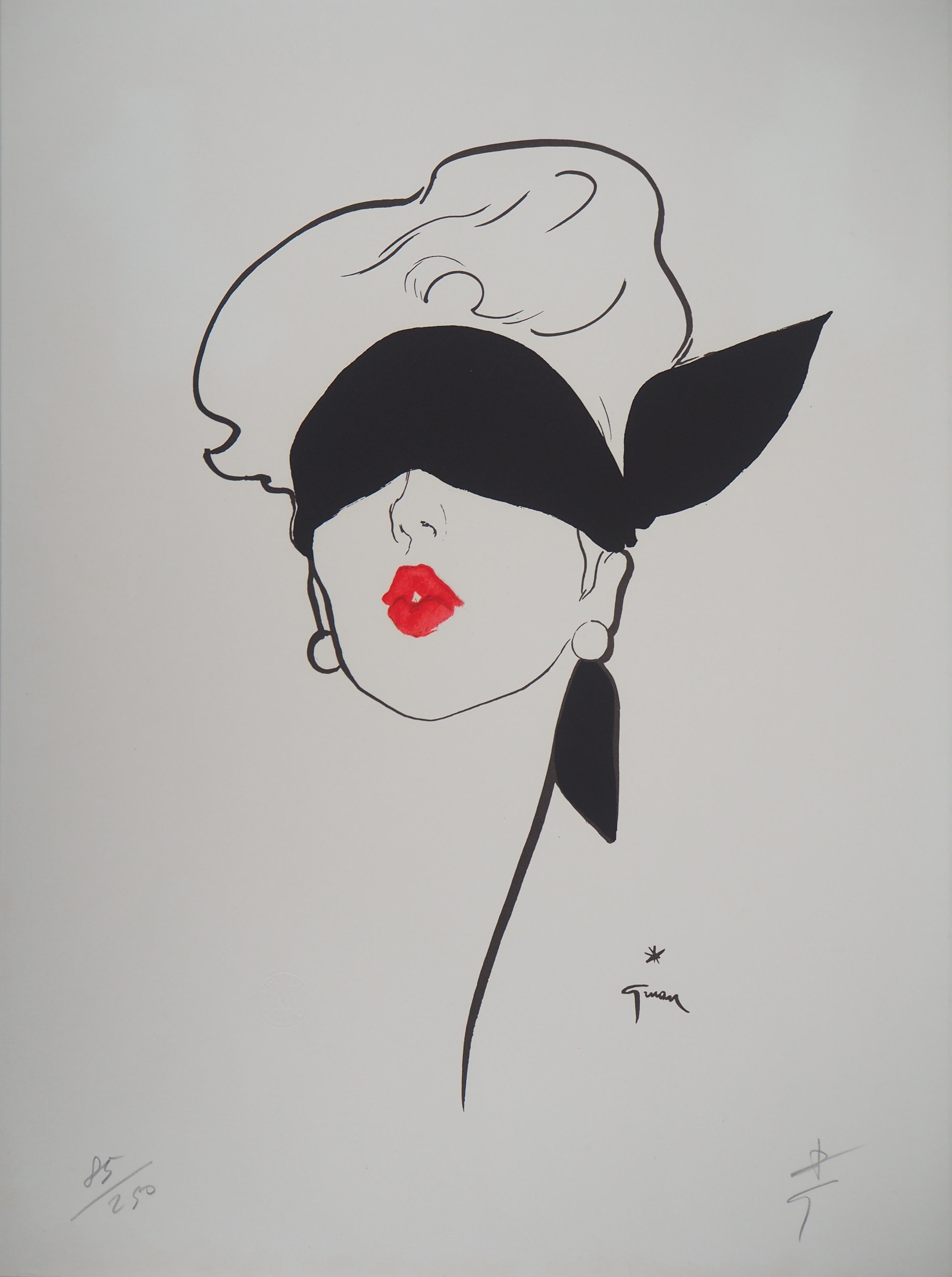 René Gruau Portrait Print - Red Kiss - Original lithograph, Handsigned (Mourlot)