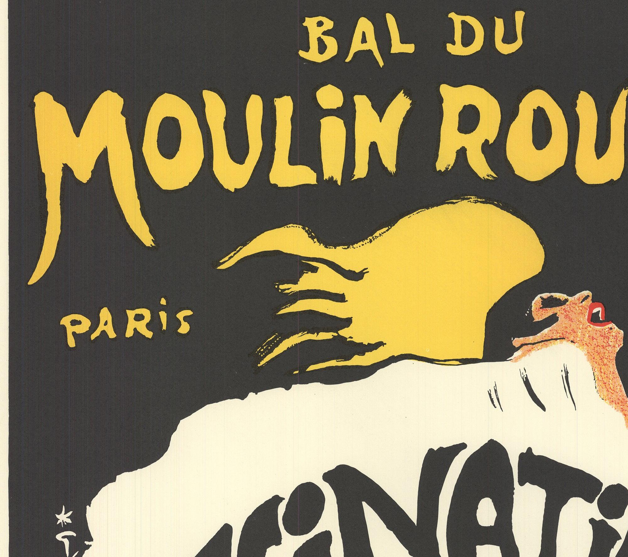 This lithographic reproduction of René Gruau’s Moulin Rouge, Paris captures the elegance and allure of the legendary Parisian cabaret through the artist’s iconic fashion illustration style. With bold lines, dramatic contrast, and a refined sense of