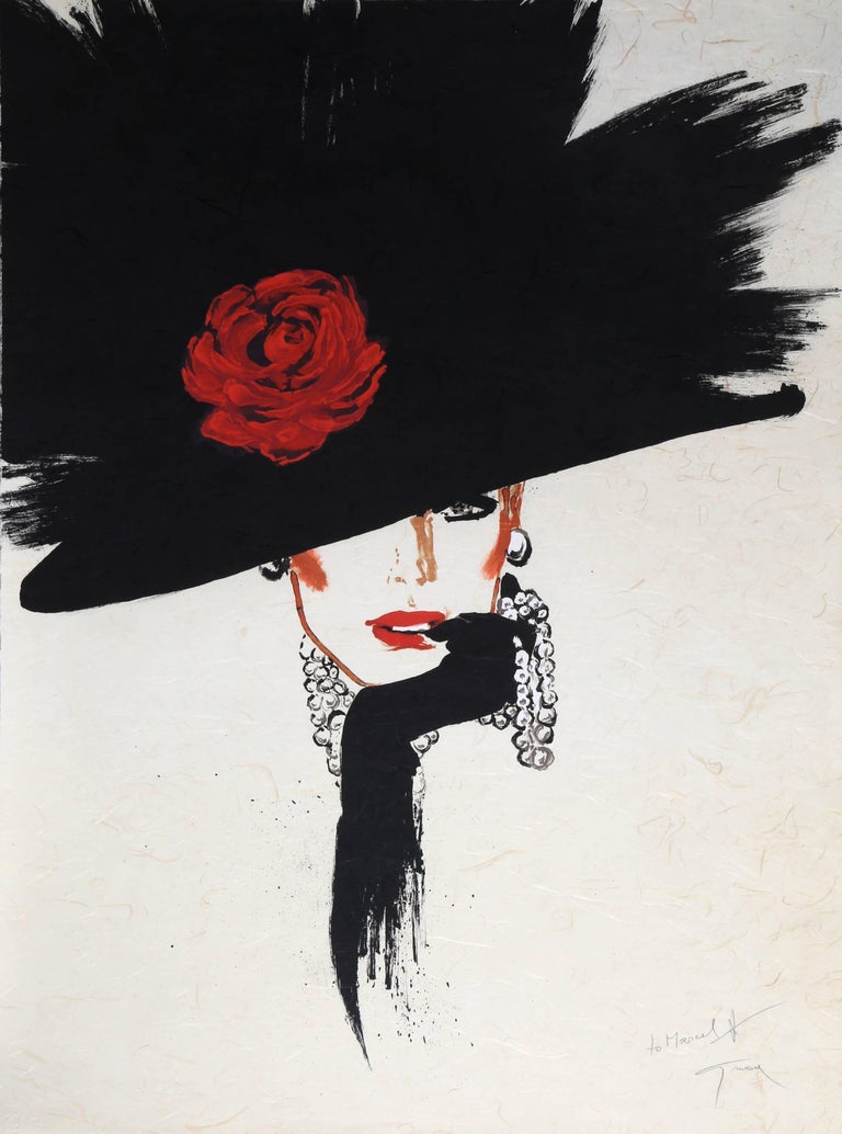 Rene Gruau Print
 René Gruau Woman in a Rose Hat Signed Lithograph at 1stDibs