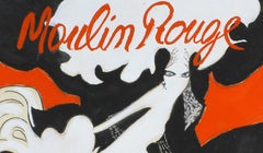 René Gruau, Sketch Bal du Moulin Rouge, Aguada sobre papel, Hacia 1970