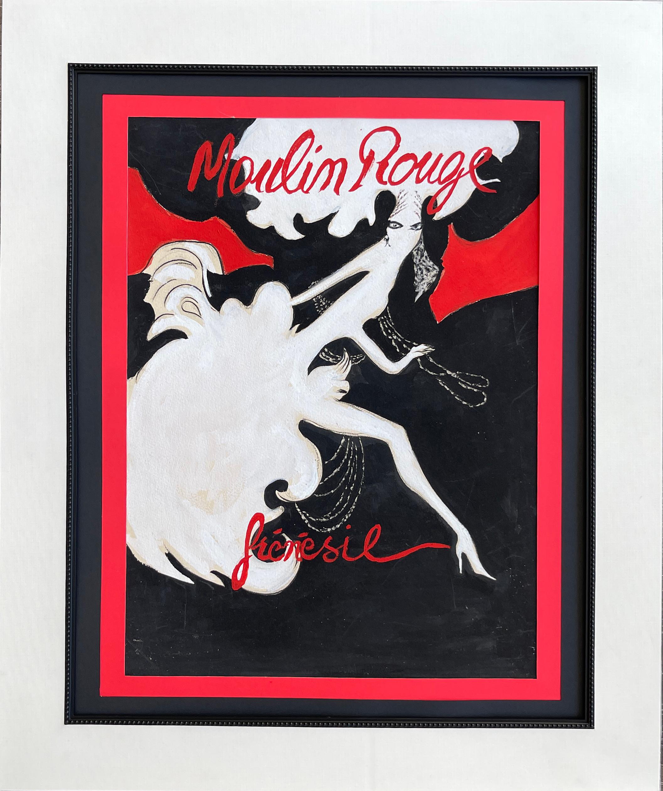 René Gruau, Sketch Bal du Moulin Rouge In Good Condition For Sale In Encino, CA