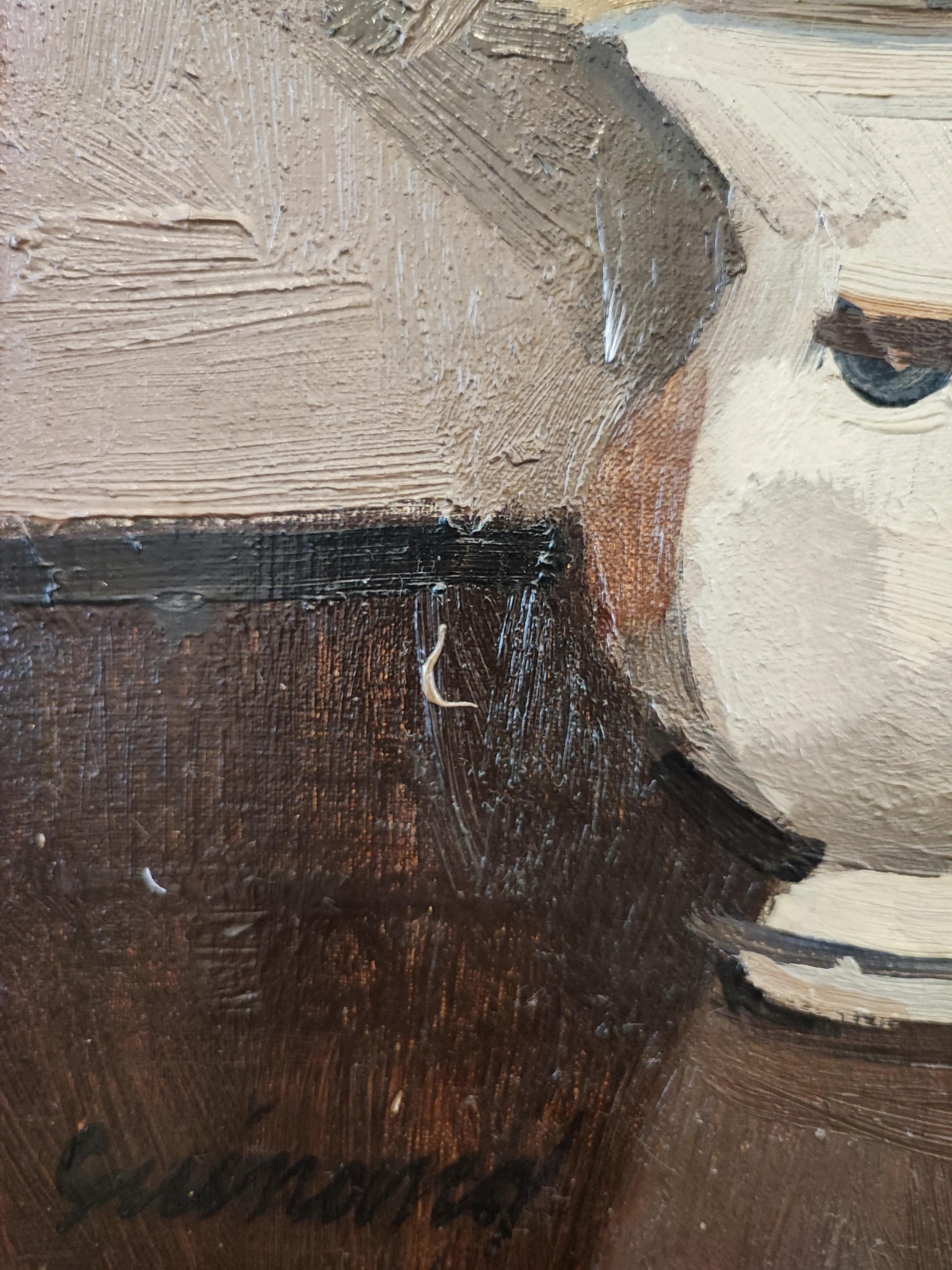 Lavori su tela
Telaio in legno dorato e marrone
59 x 50 x 5 cm