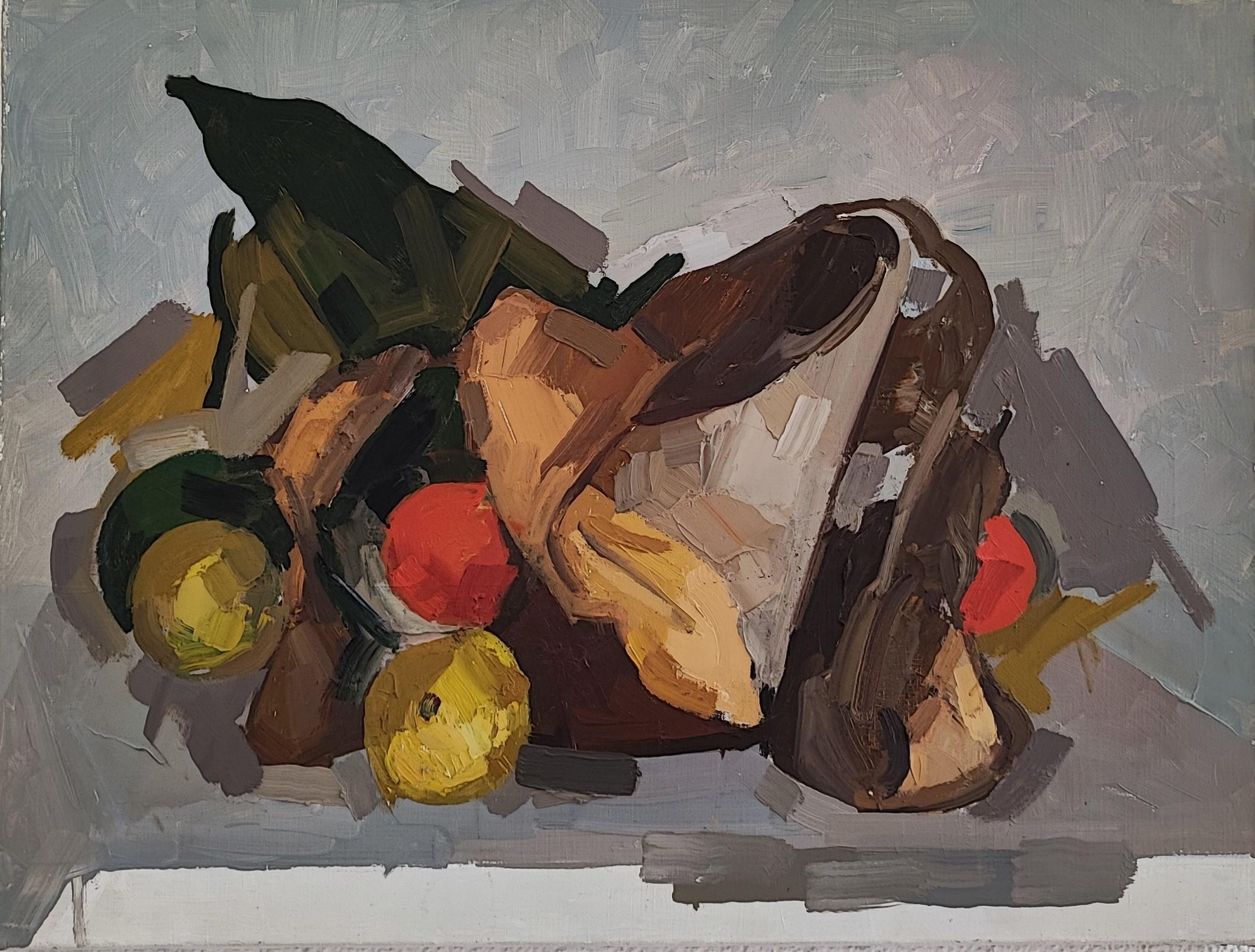 Broken pot and fruit - Painting by René Guinand