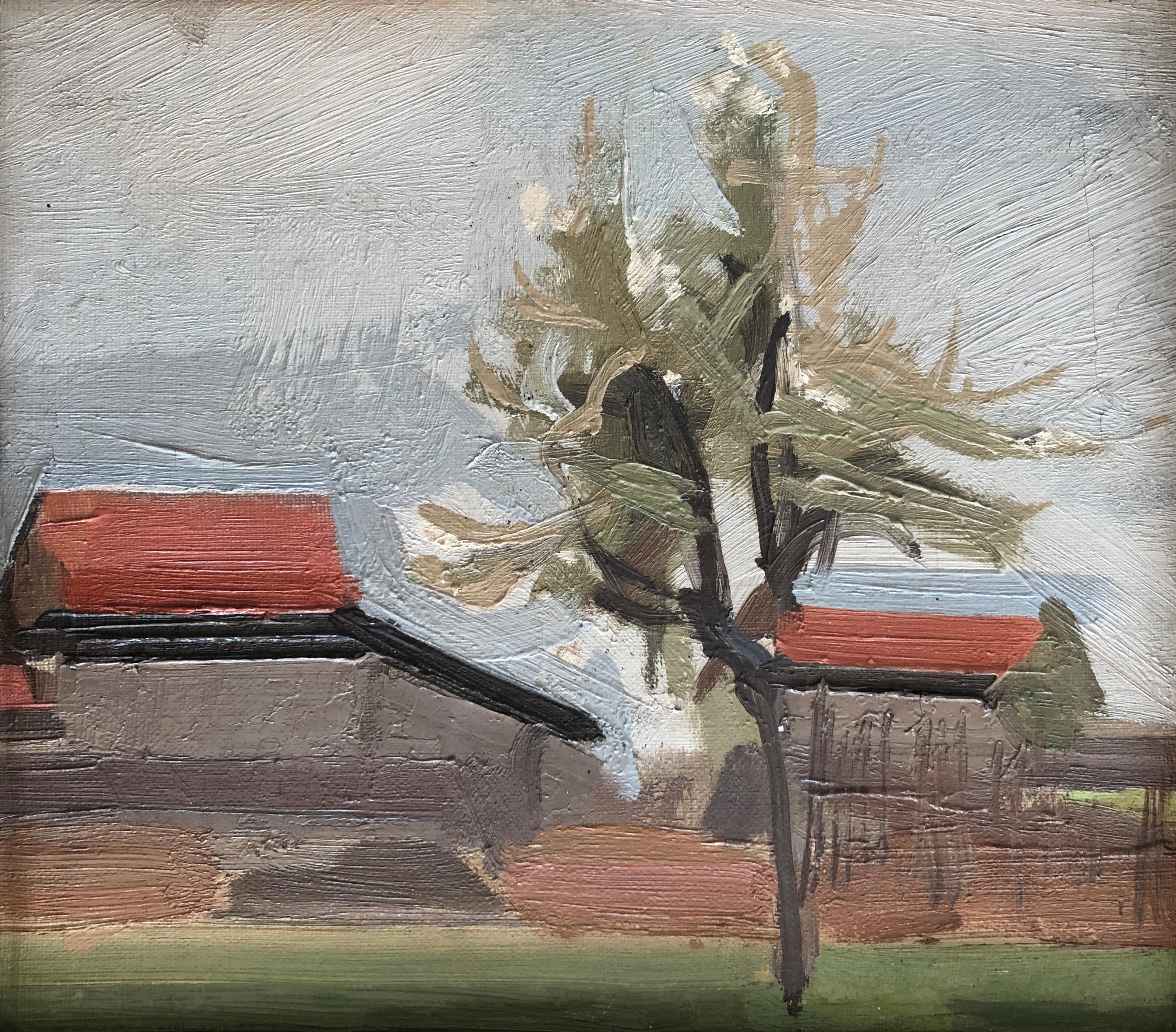 Casa di campagna con tetto rosso