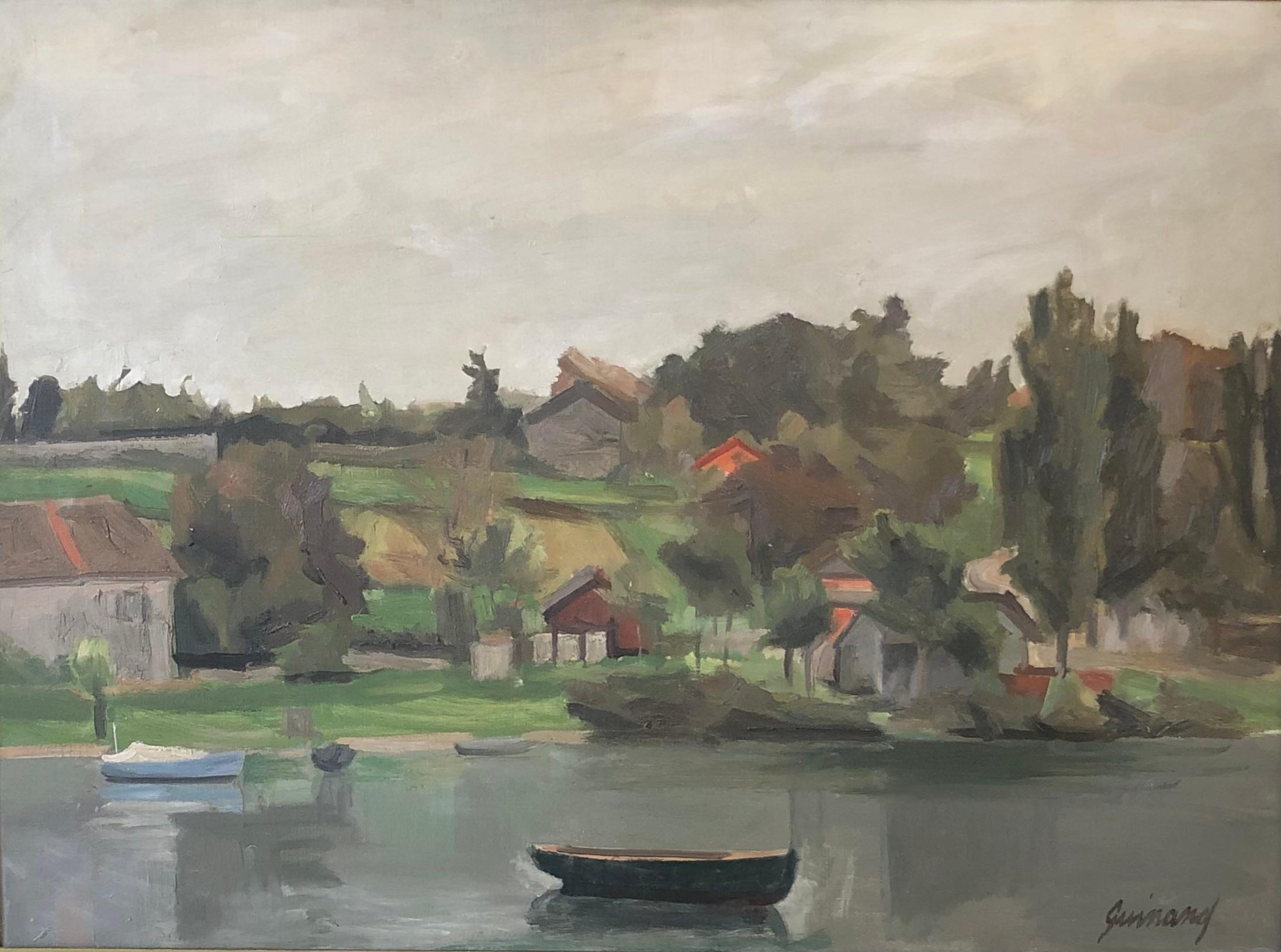 Landscape Painting René Guinand - Paysage à La Belotte, Genève, lac de Genève