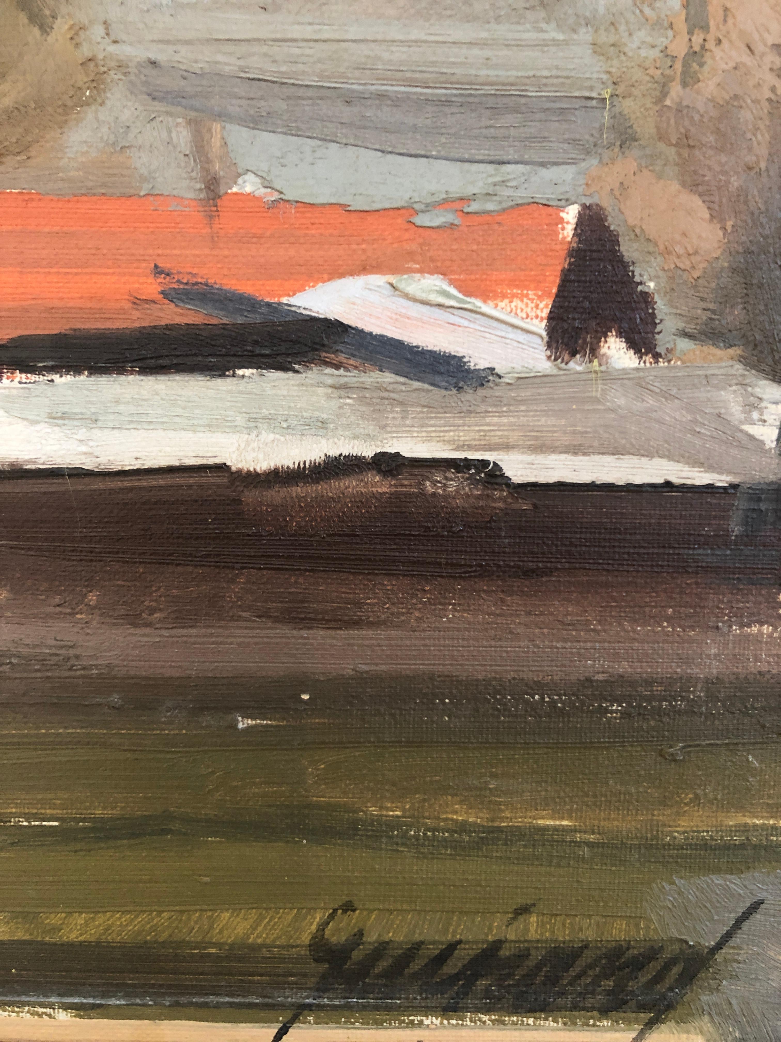 Landscape and farm - Post-Impressionist Painting by René Guinand