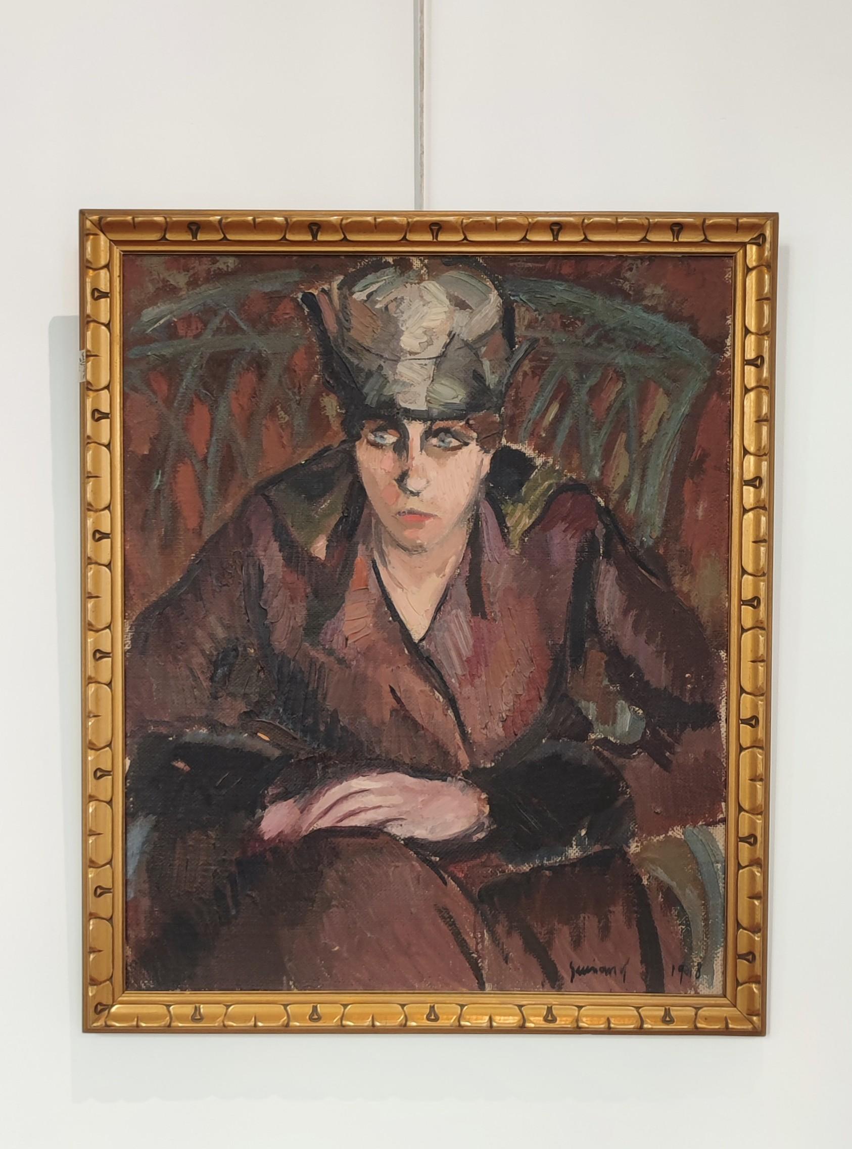Frau mit einem Kochhut aus der Belle Epoque – Painting von René Guinand