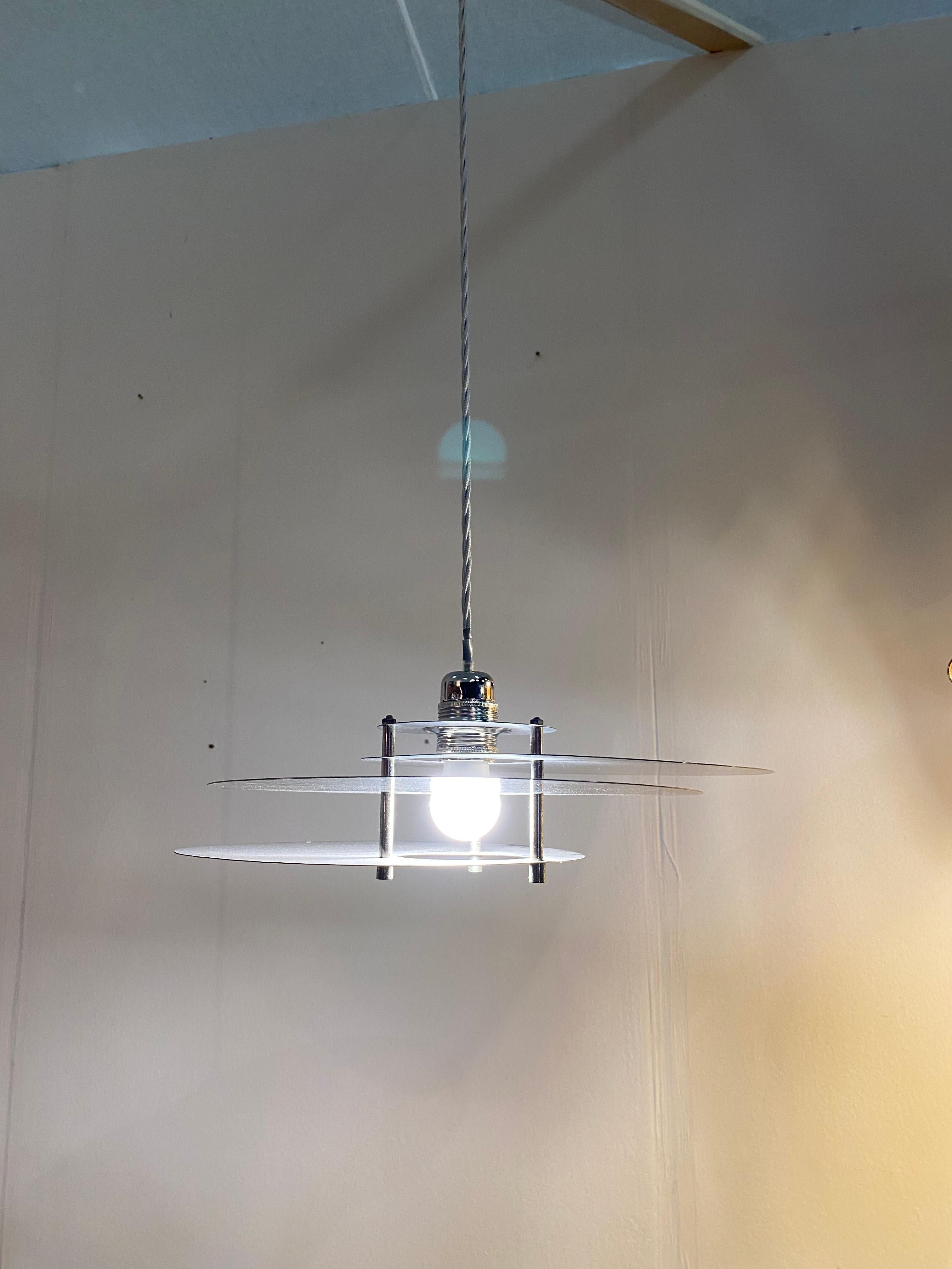 René Herbst Bauhaus Modernist Ceiling Lamp Pendant Chandelier 1950s Steel Space For Sale 6