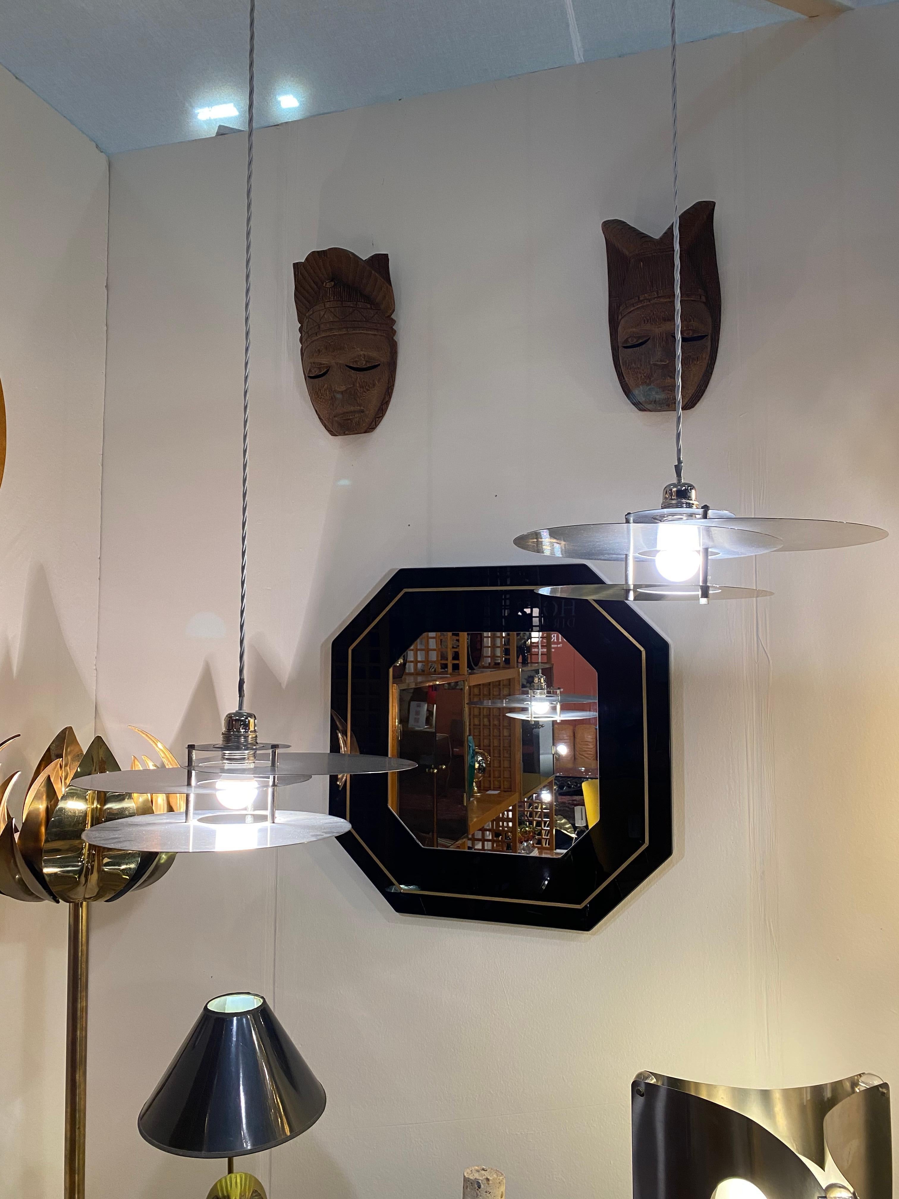 René Herbst Bauhaus Modernist Ceiling Lamp Pendant Chandelier 1950s Steel Space For Sale 7