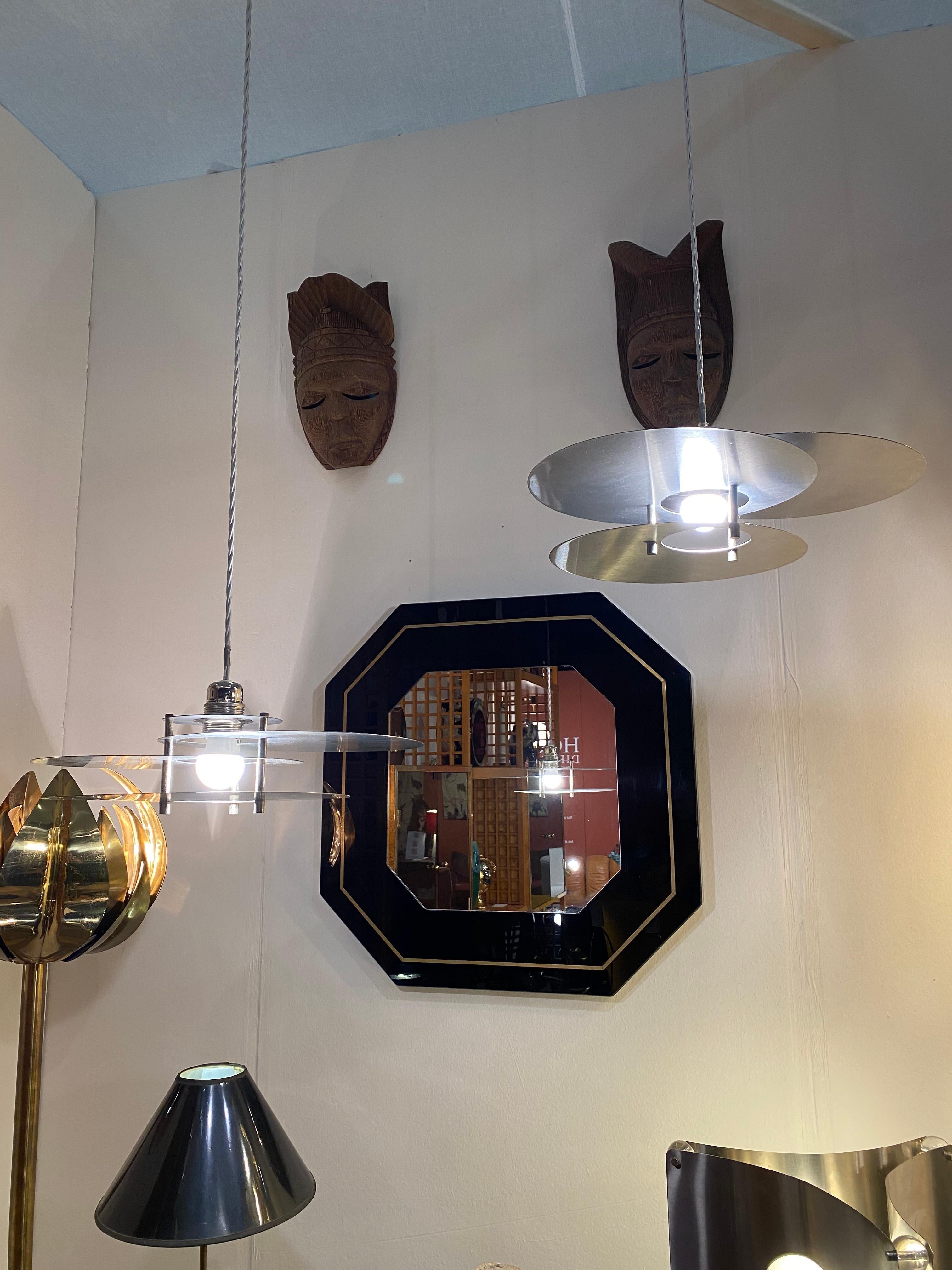 René Herbst Bauhaus Modernist Ceiling Lamp Pendant Chandelier 1950s Steel Space For Sale 8
