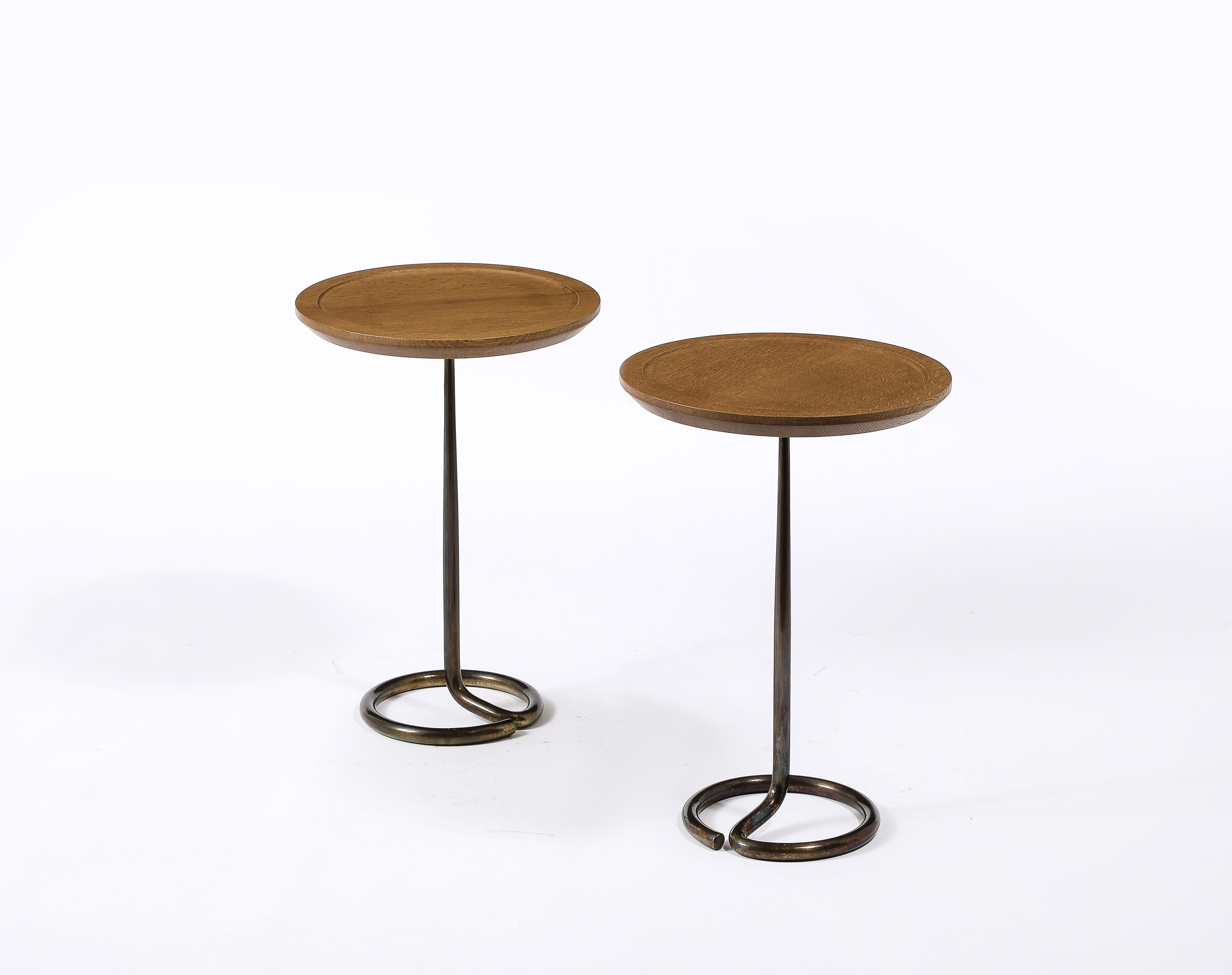 René Herbst Brass & Oak Side Table, France 1950's For Sale 8