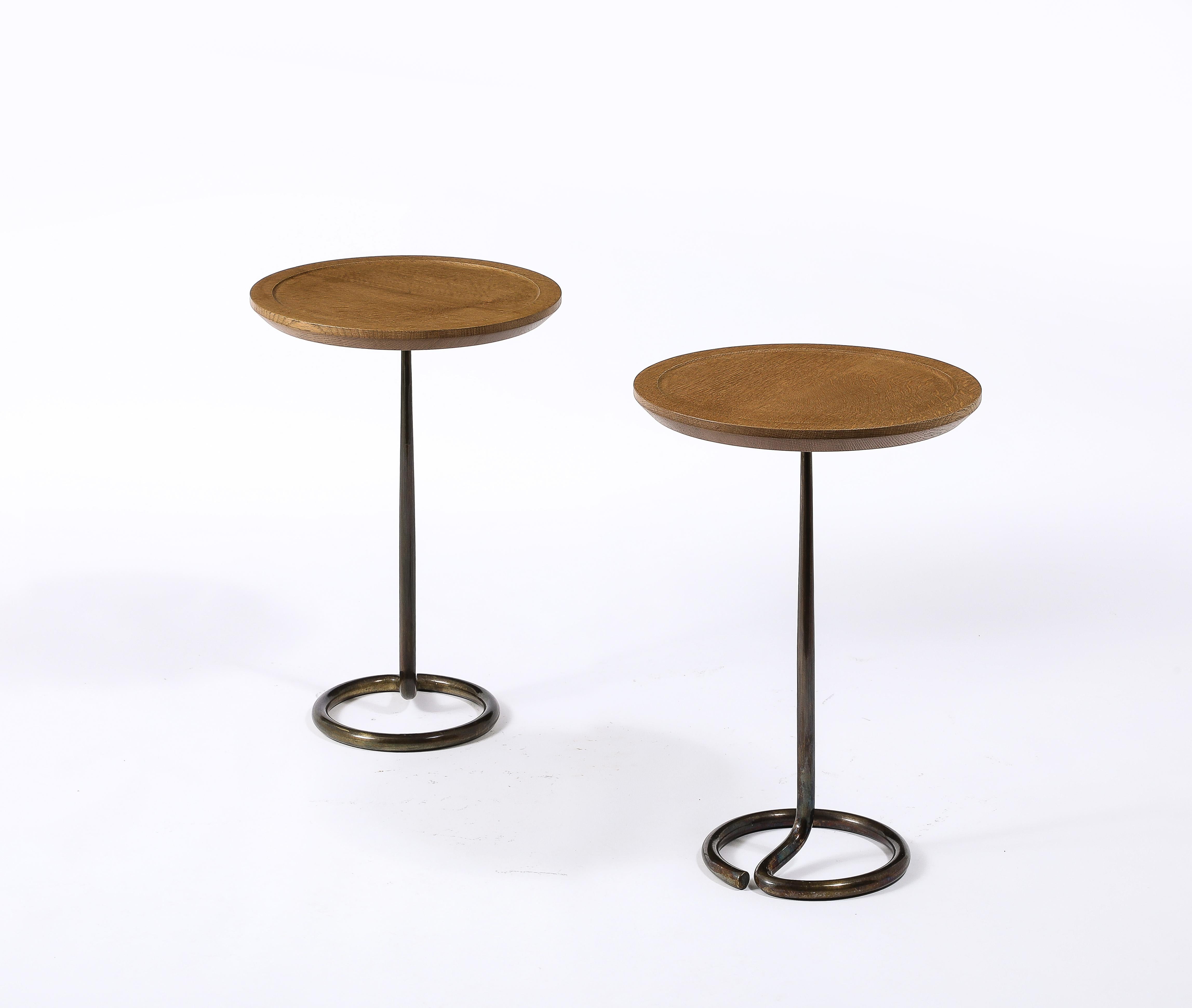 René Herbst Brass & Oak Side Table, France 1950's For Sale 9