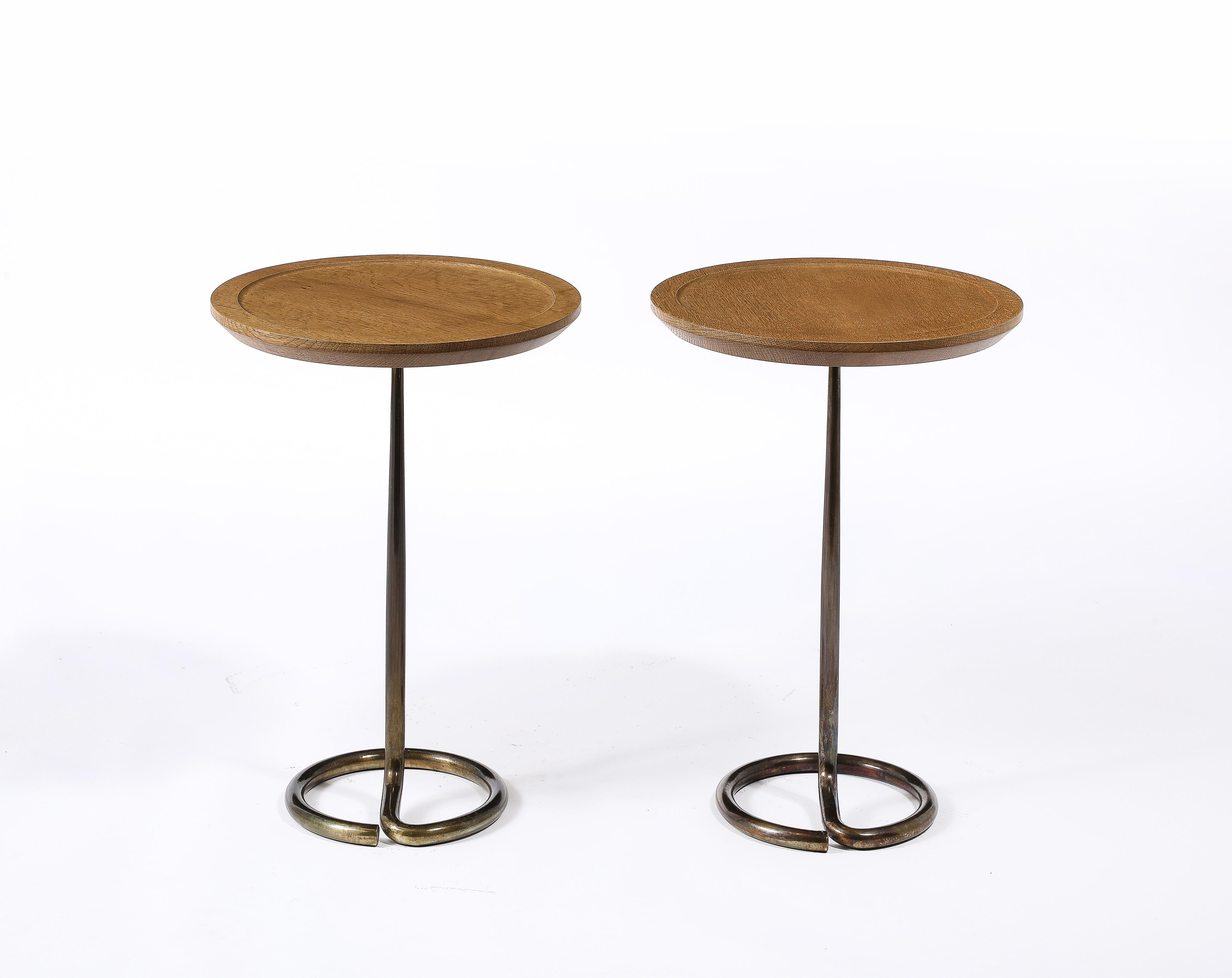 René Herbst Brass & Oak Side Table, France 1950's For Sale 2