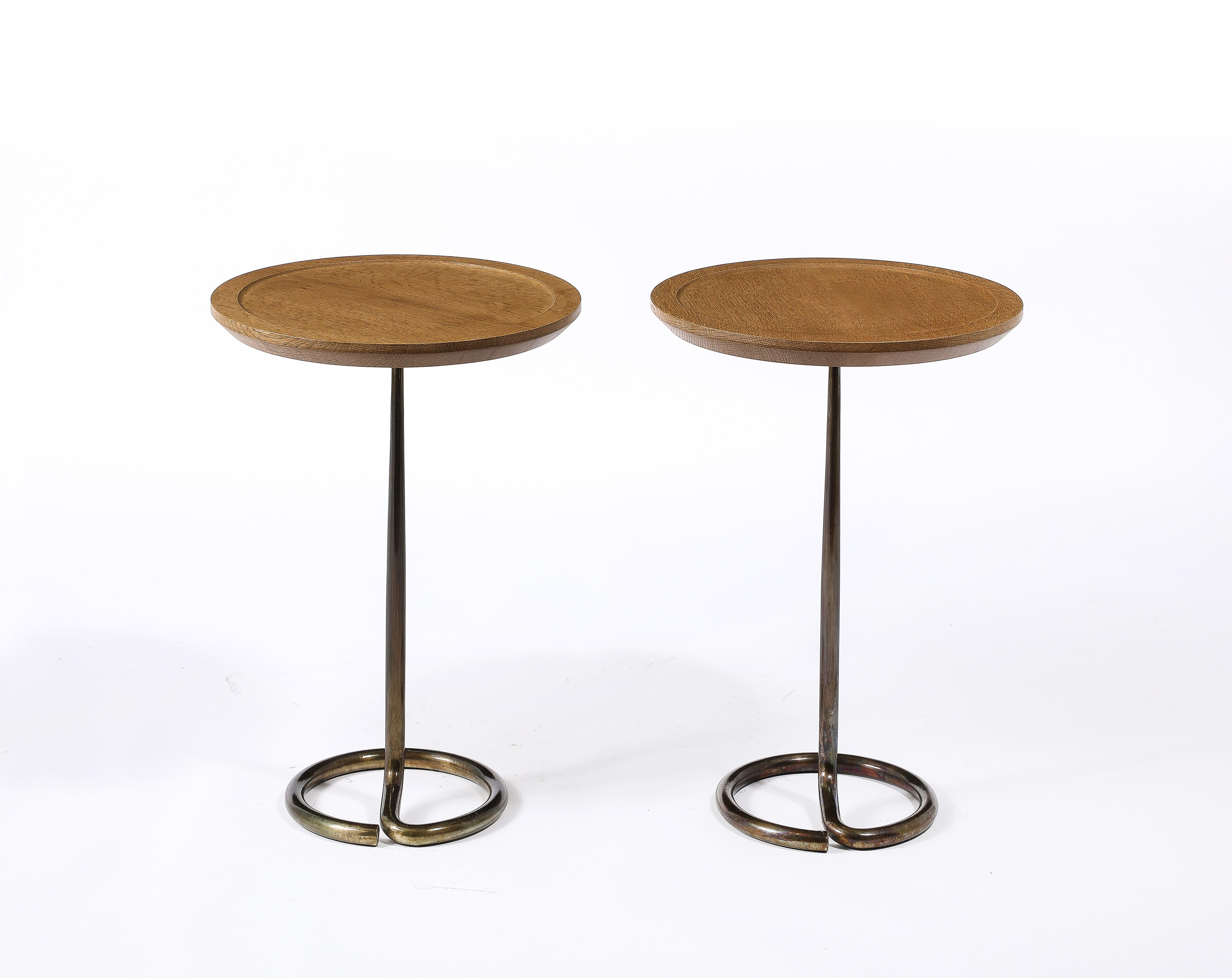 Table d'appoint en laiton et Oak Oak René Herbst, France 1950's 1