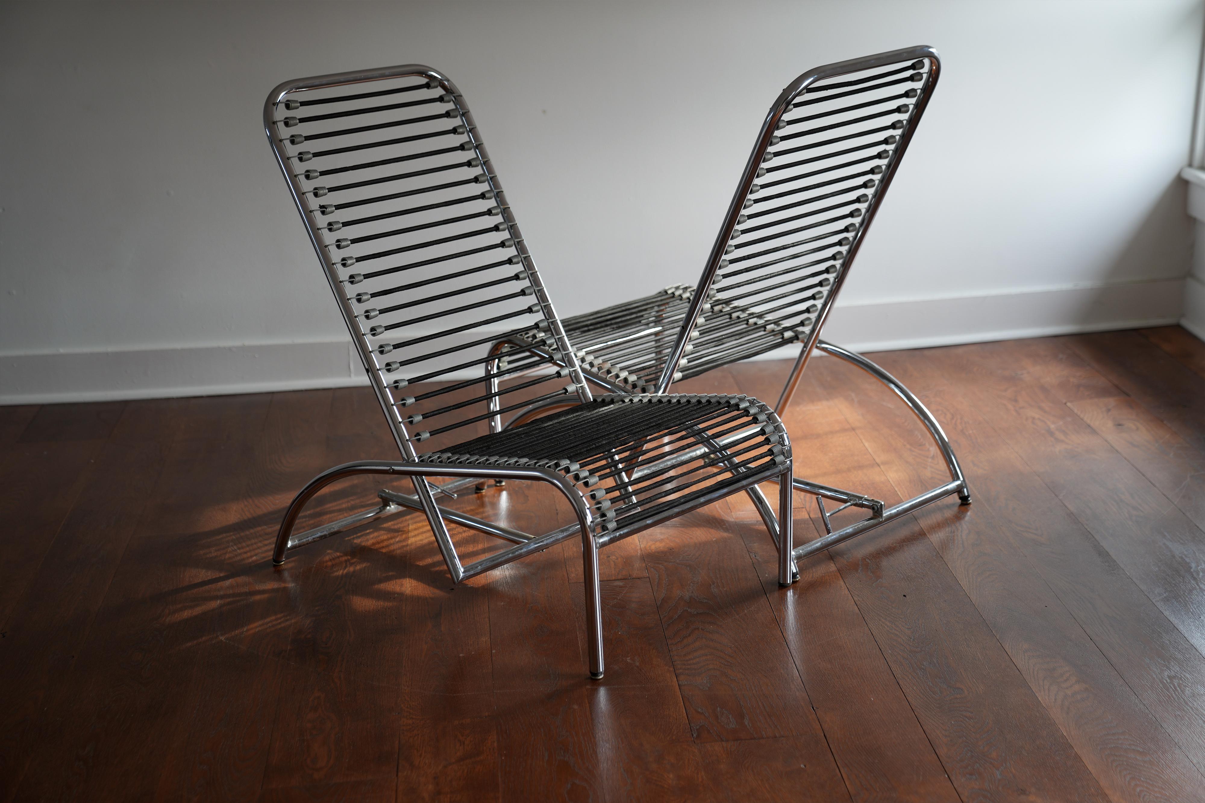 Steel René Herbst, French Bauhaus Chairs