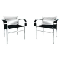 René Herbst Fauteuil "Sandows" en caoutchouc, nickel et bois courbé de style Modernity français, 1930